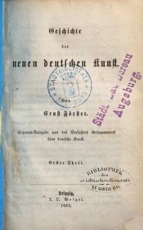 Geschichte der neuen deutschen Kunst, 1