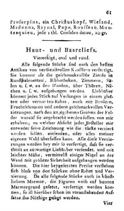 Haut- und Basreliefs