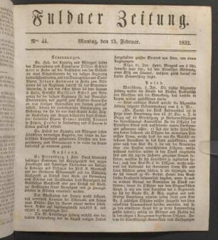 Montag, den 13. Februar. 1832