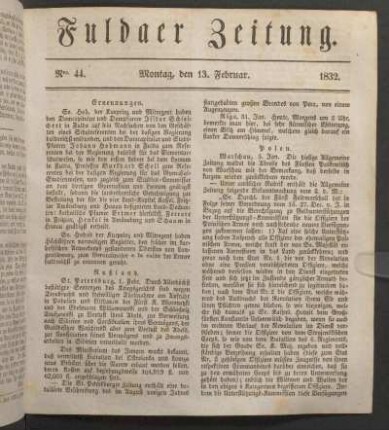 Montag, den 13. Februar. 1832