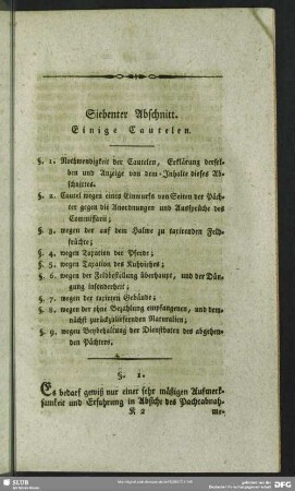 Siebenter Abschnitt. Einige Cautelen