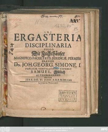 Ergasteria Disciplinaria Vulgo Die Zuchthäuser