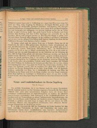 Natur- und Landschaftsschutz im Kreise Segeberg