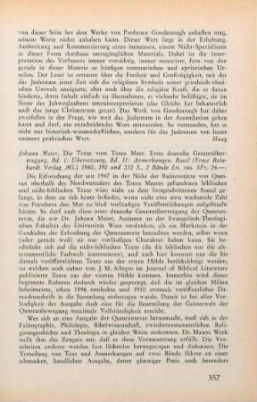 357-358 [Rezension] Die Texte vom Toten Meer