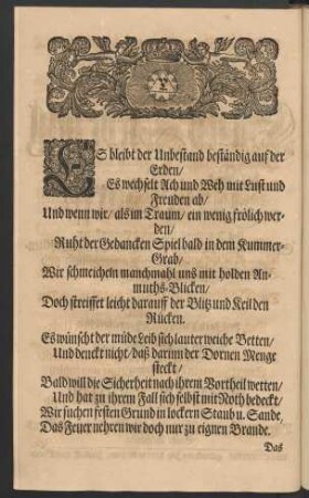 Es bleibt der Unbestand beständig auf der Erden/ [...]