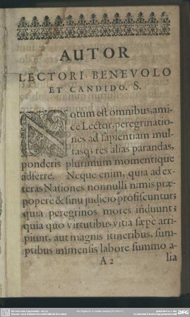 Autor Lector Benevolo Et Candido. S.