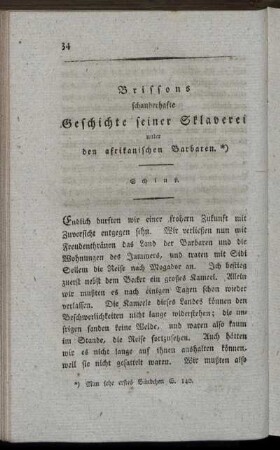 Brissons schauderhafte Geschichte seiner Sklaverei unter den afrikanischen Barbaren