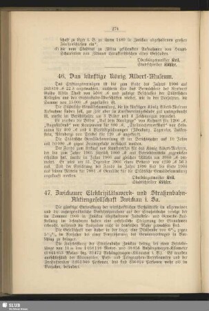 47. Zwickauer Elektrizitätswerk- und Straßenbahn-Aktiengesellschaft Zwickau i. Sa.