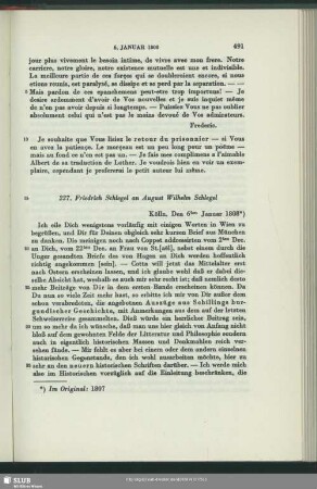 Friedrich von Schlegel an August Wilhelm von Schlegel, Köln, 06.01.1808