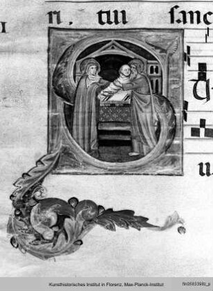 Initiale S mit der Heiligen Familie - Antiphonarium Commune Sanctorum, Proprium de Sanctis et Proprium de tempore