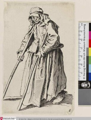 [Die Bettlerin mit den Krücken; La Mendiante aux béquilles]