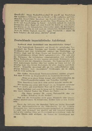 Deutschlands imperialistische Aufrüstung.