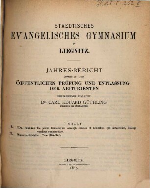 Jahresbericht. 1874/75