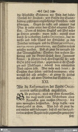 XXI. Wie die Reformation der Lands-Oeconomie unfürgreifflich anzustellen