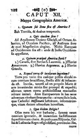 Caput XII. Mappa Geographica Americae. [Das zwoelffte Capitel. Von der Americanischen Land-Charte.]