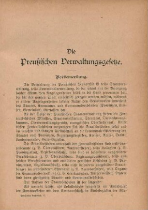 Die Preußischen Verwaltungsgesetze.