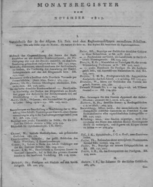 Monatsregister November