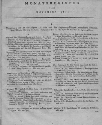 Monatsregister November