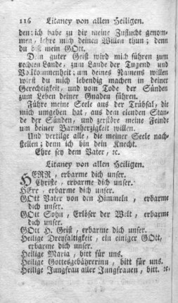 Litaney von allen Heiligen.