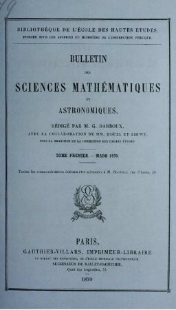 Tome Premier. - Mars 1870.