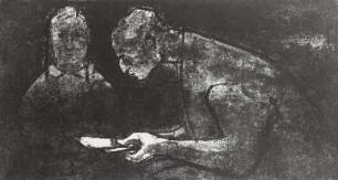 Vorlesender mit hellem Buch und Mädchen