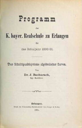 Über Schnittpunktsysteme algebraischer Curven