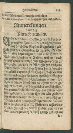 Anmerckungen über diß Vierte Hirten-lied.