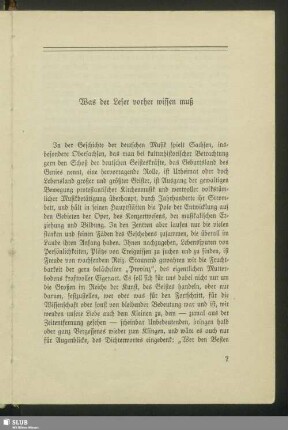 Was der Leser vorher wissen muß