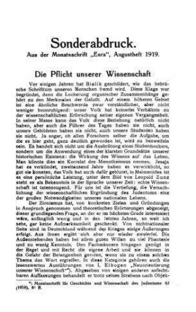 Die Pflicht unserer Wissenschaft / [Verf.: A. Z. Schwarz]