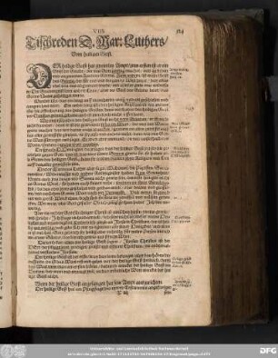 VIII. Tischreden D. Mar: Luthers/ Von heiligen Geist.