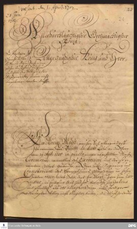 Brief von August Hermann Francke und Johann Anastasius Freylinghausen an Friedrich III., Kurfürst von Brandenburg.