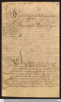 Brief von August Hermann Francke und Johann Anastasius Freylinghausen an Friedrich III., Kurfürst von Brandenburg.