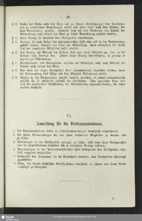 VI. Anweisung für die Vertrauensmänner