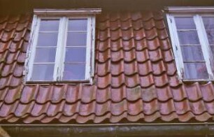 Lasbek-Gut: Lasbeker Straße 6: Landhaus mit Krüppelmansarddach: Detailaufnahme: Mansard-Sprossenfenster