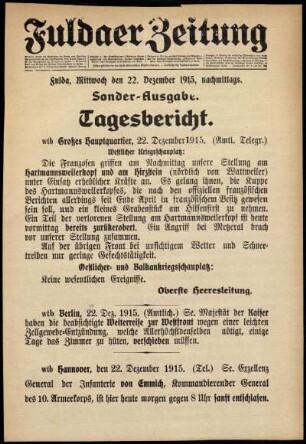 Ausgabe vom Mittwoch, den 22. Dezember 1915.