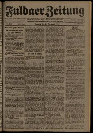 Erste Ausgabe vom Samstag, den 17. November 1917.