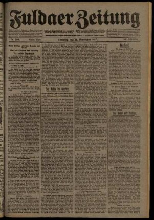 Erste Ausgabe vom Samstag, den 17. November 1917.