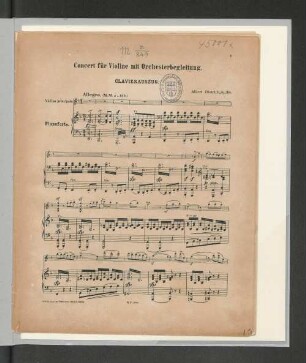 Concert für Violine mit Orchesterbegleitung. [Violino & Pianoforte]