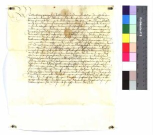 Lehenbrief Propst Albrechts II. zu Ellwangen für Albrecht Stromaier über ein Drittel an zwei Tagwerk Wiesmahd an der Stadtmühle [zu Ellwangen]