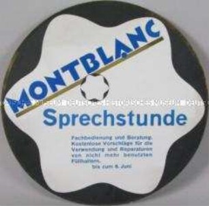 Werbeaufsteller / -schild für eine "Montblanc"-Beratungsaktion " Sprechstunde"