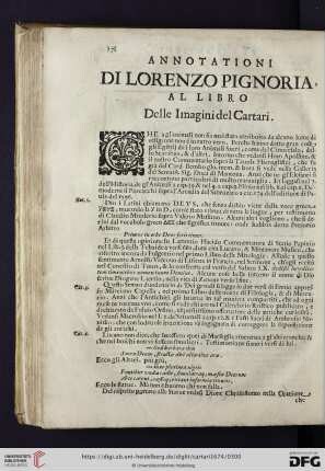 Annotationi di Lorenzo Pignoria al libro delle imagini del catari