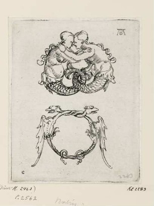 Zwei Meerjungfrauen und zwei geflügelte Schlangen, Blatt 4 der Folge "Ornamente"