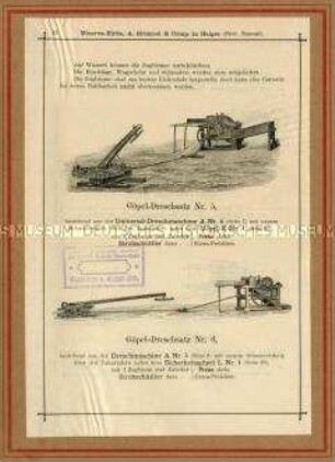 Göpel-Dreschsatz Nr. 5 und Nr. 6