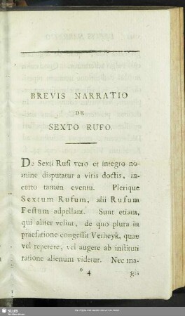 Brevis Narratio De Sexto Rufo