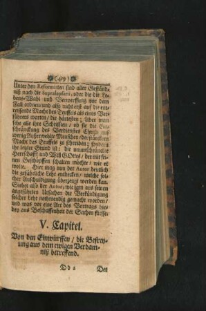 V. Capitel. Von den Einwürffen/ die Befreyung aus dem ewigen Verdamniß betreffend.