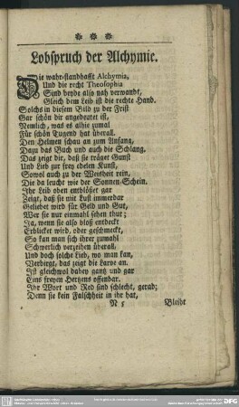Lobspruch der Alchymie