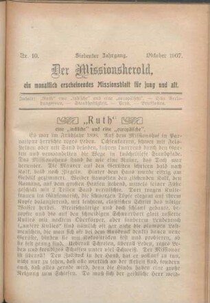 Nr. 10. Siebenter Jahrgang. Oktober 1907.