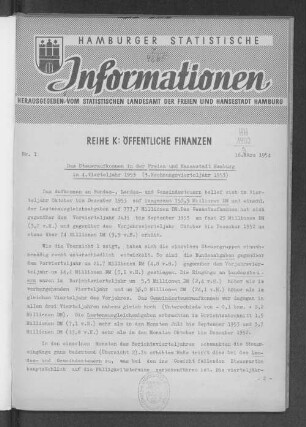 1954: Hamburger statistische Informationen / K