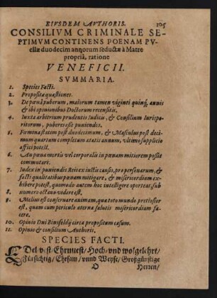 Eiusdem Authoris Consilium Criminale Septimum Continens Poenam Puellae duodecim annorum seductae a Matre propria, ratione Veneficii.