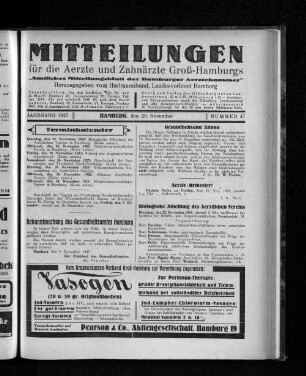 Jahrgang 1927, Hamburg, den 20. November, Nummer 47